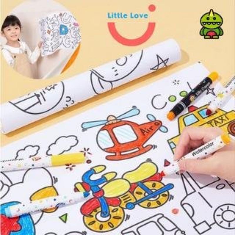 Tranh tô màu nhiều chủ đề dài 3m dán tường cho bé thỏa sức tô màu