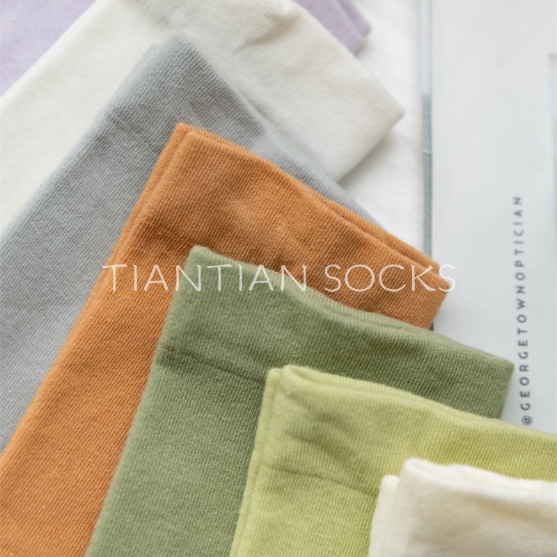 TIAN TIAN T251 Vớ Nữ Cotton Cổ Cao Tất Vừa Màu Trắng Đen Thời Trang Thu Đông
