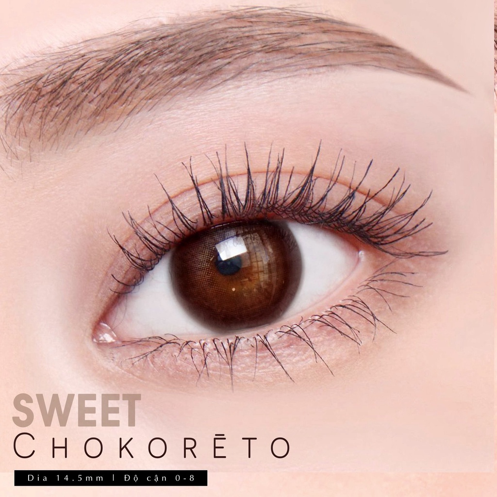 Kính Áp Tròng/Lens mắt choco giãn tròng Silicone Hydrogel VIP CHOKORETO 14.5 Độ:0-8