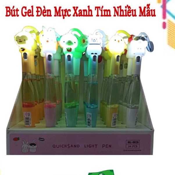 Bút bi nước xanh, bút gel phát sáng ngộ nghĩnh có đèn led