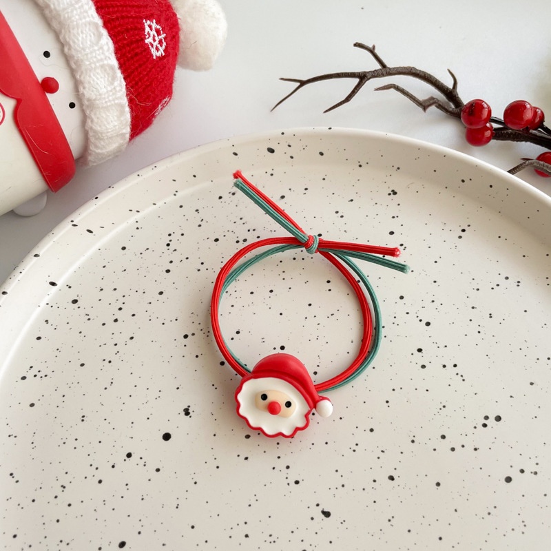 Dây Buộc Tóc Cao Su Co Giãn Hai Màu Sắc Phong Cách Giáng Sinh