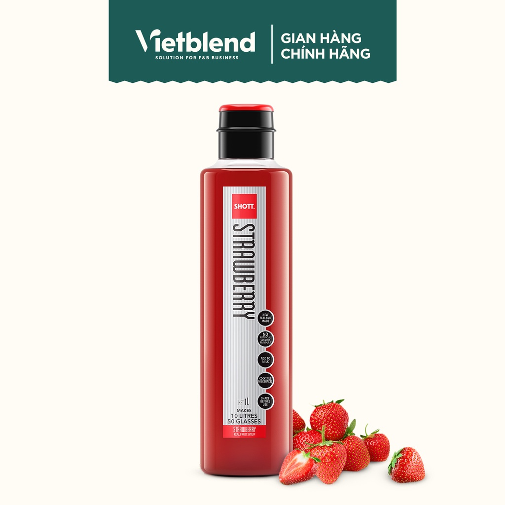 Syrup SHOTT vị Dâu Tây Đặc Sticky Strawberry chai 1L