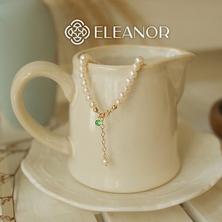 Lắc tay nữ ngọc trai nhân tạo Eleanor Accessories dạng chuỗi hạt đính đá xanh phụ kiện trang sức đẹp