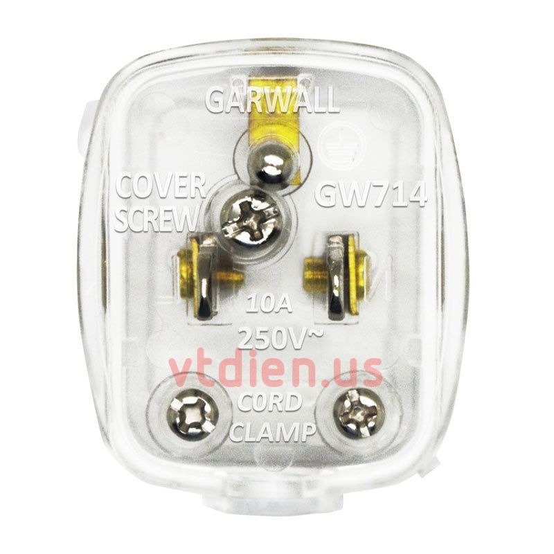 Phích cắm 3 chân Garwall GW714 10A 250V chân Đồng