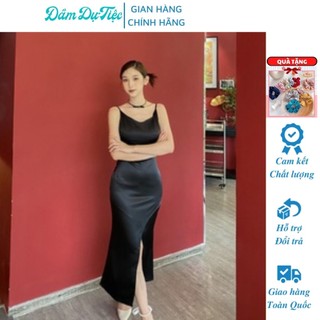 Đầm nữ 2 dây thiết kế ALYA váy xẻ tà thời trang dự tiệc cao cấp chất phi lụa hot 2022 D06