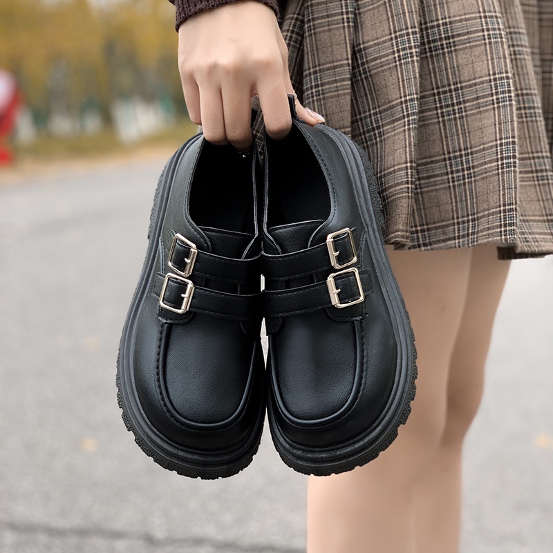 Giày Da Kiểu retro Anh Thiết Kế Xinh Xắn Cho Nữ Dễ Phối Đồ