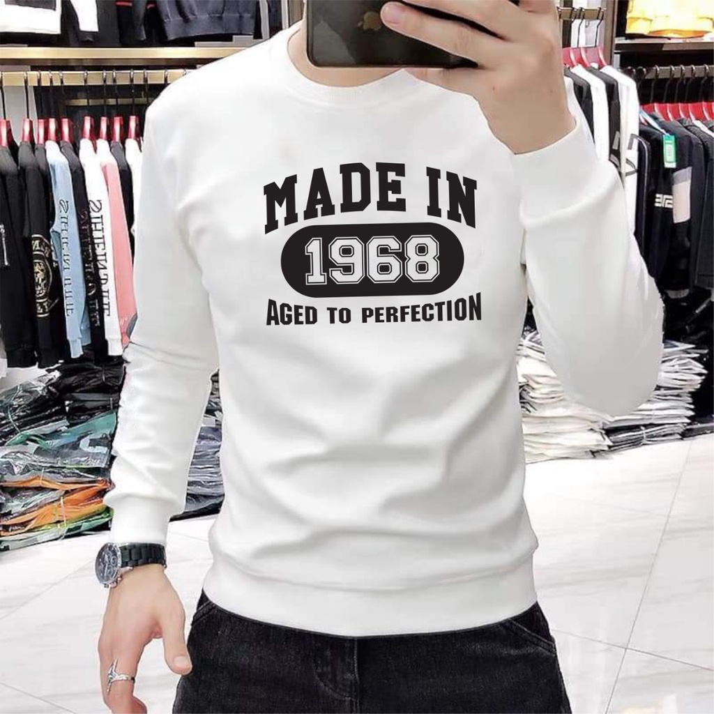 Áo Sweater Nỉ Nam Thu Đông In 1968 Phong Cách Thời Trang Hàn Quốc