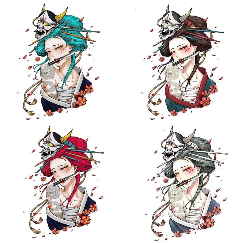 Miếng Dán Trang Trí Xe Hơi Chống Trầy Xước Họa Tiết Hoạt Hình Geisha Dễ Thương