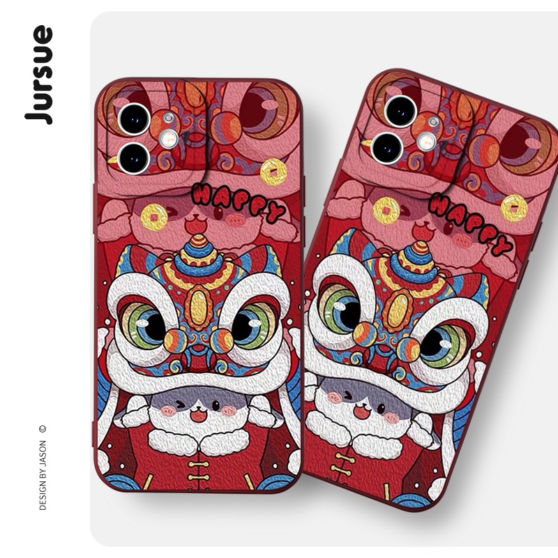 Ốp lưng JURSUE ốp iphone Tết hoạt hình dễ thương đẹp độc lạ ngộ nghĩnh vintage Cho iPhone 14 13 12 11 Pro Max SE 2020 X XR XS 8 7 ip 6S 6 Plus kute XYH924