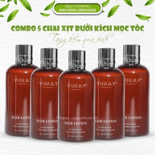 Combo 5 chai xịt bưởi mọc tóc, tinh dầu bưởi Vijully dưỡng tóc nhanh dài, giảm rụng, hết hói, giúp tóc chắc khỏe