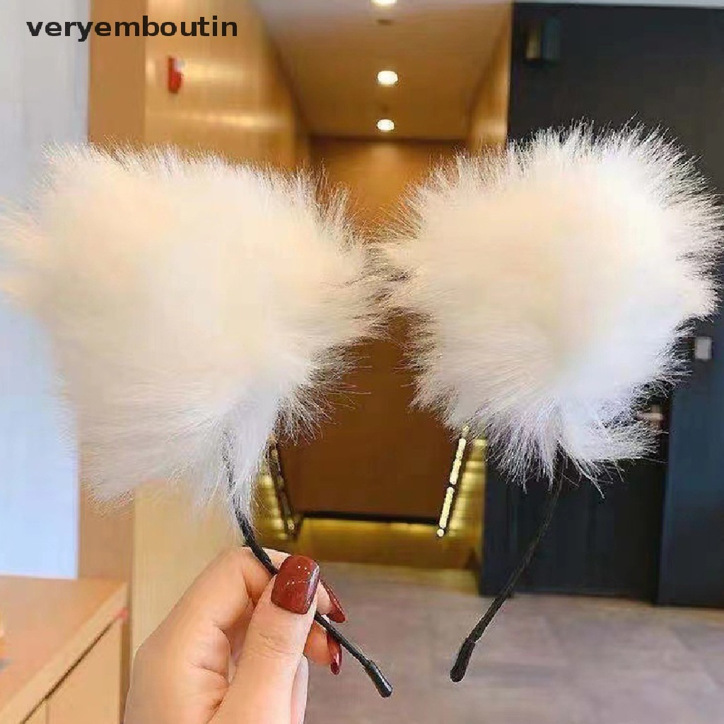 Băng Đô Cài Tóc Hình Tai Mèo Bằng Lông Nhung Dễ Thương Xinh Xắn