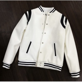 Áo khoác bomber teddy trắng - áo khoác bomber cầu vai da chất dạ cực dày siêu hot, phong cách hàn quốc