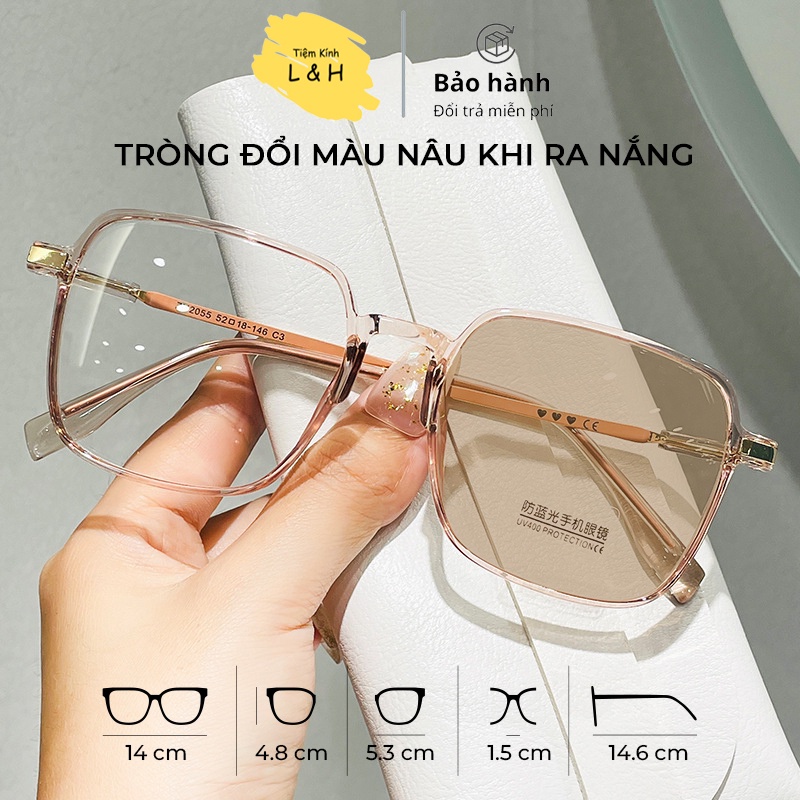 Kính đổi màu Vuông To TR90 8906 cho nam nữ