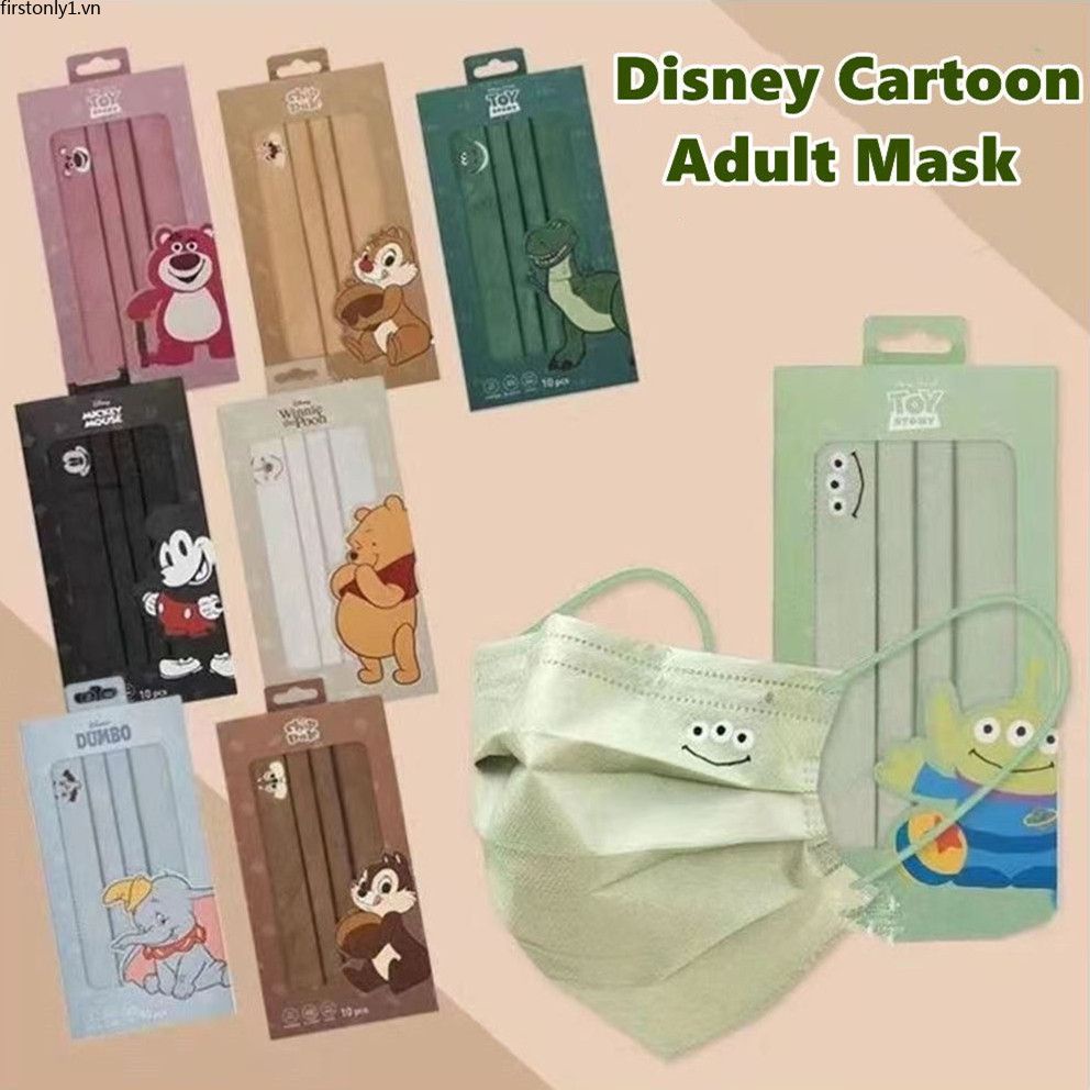 Disney KF94 3D Mặt nạ bảo vệ ba lớp dùng một lần/Mặt nạ có hoa văn dễ thương cho người lớn 10 chiếc