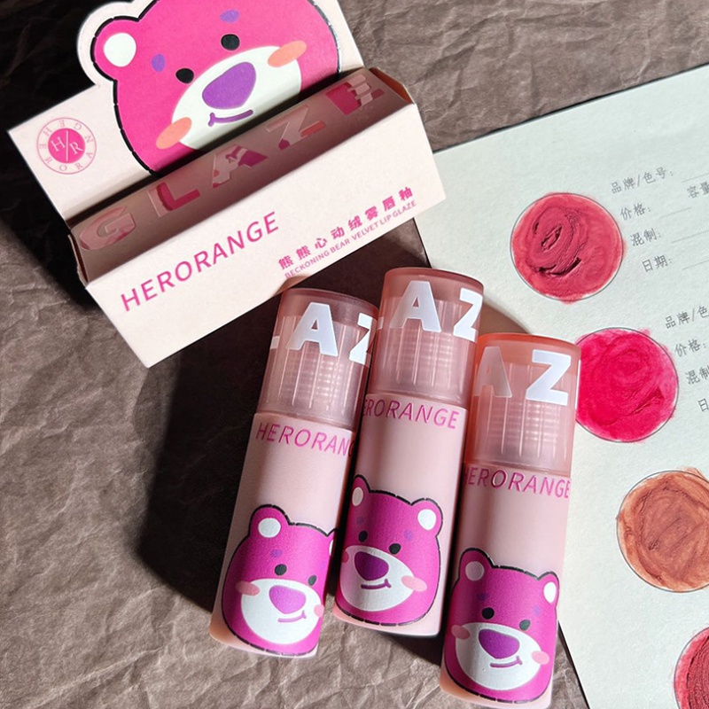 Son Môi HERORANGE Màu Lì Dưỡng Ẩm Chống Thấm Nước Lâu Trôi gấu dâu đáng