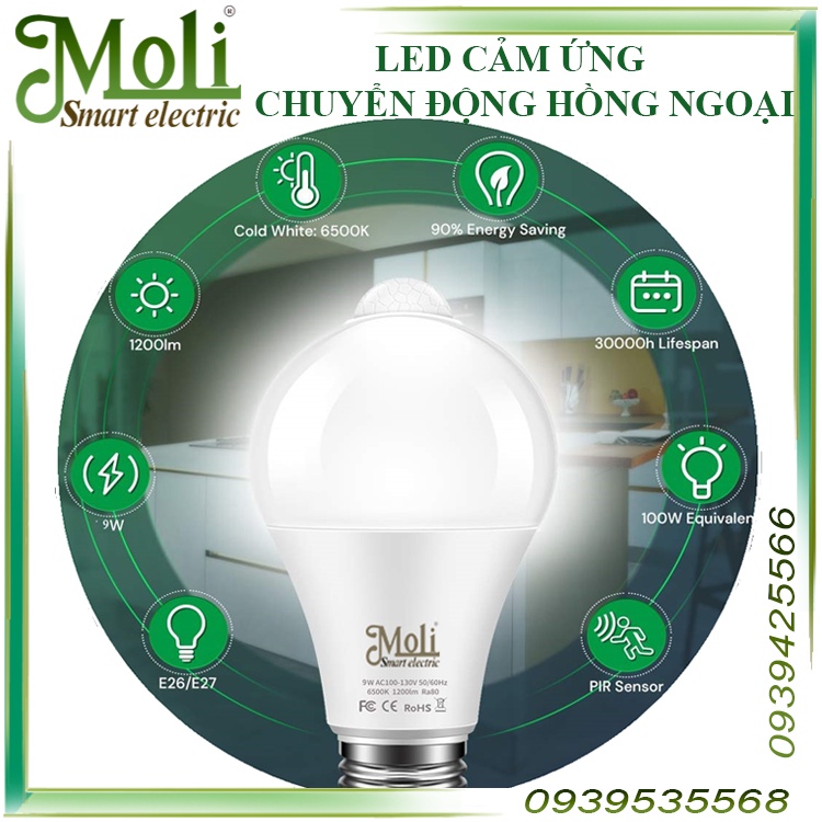 ĐÈN LED CẢM ỨNG HỒNG NGOẠI MOLI BẬT/TẮT TỰ ĐỘNG BSL