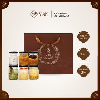 Set 6 hũ yến chưng tươi nguyên chất Ý An các vị táo, sen, nhãn, hạt chia, kỳ tử, sữa tươi lọ 80ml