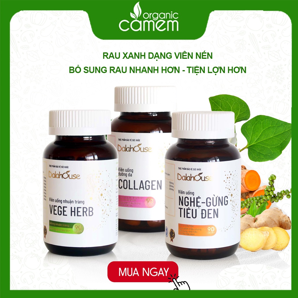 Viên Rau Thảo Mộc Dalahouse - Viên Rau Nhuận Tràng - Nhuận Tràng Tiêu Hóa Tốt - Ngăn ngừa táo bón hiệu quả