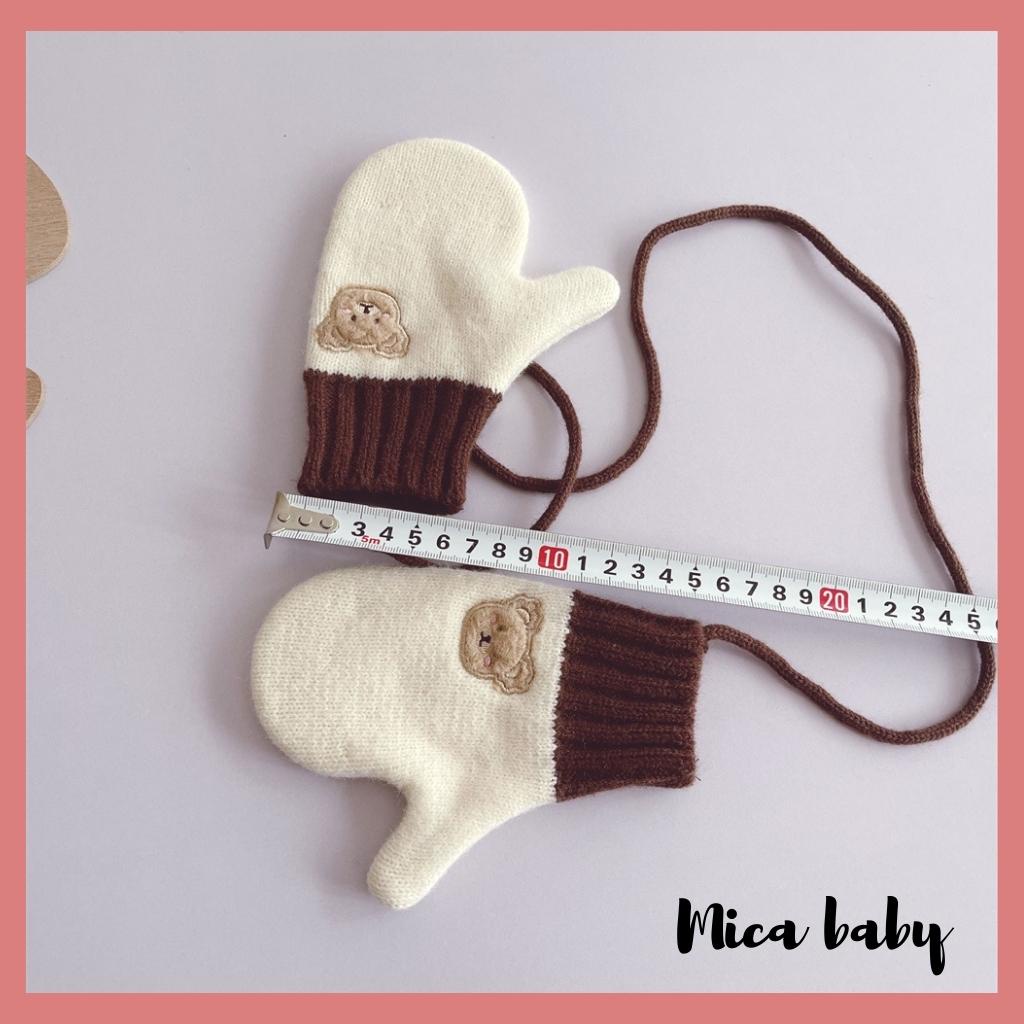 Găng tay len đính gấu dễ thương giữ ấm mùa đông cho bé từ 1-5 tuổi BT01 Mica baby
