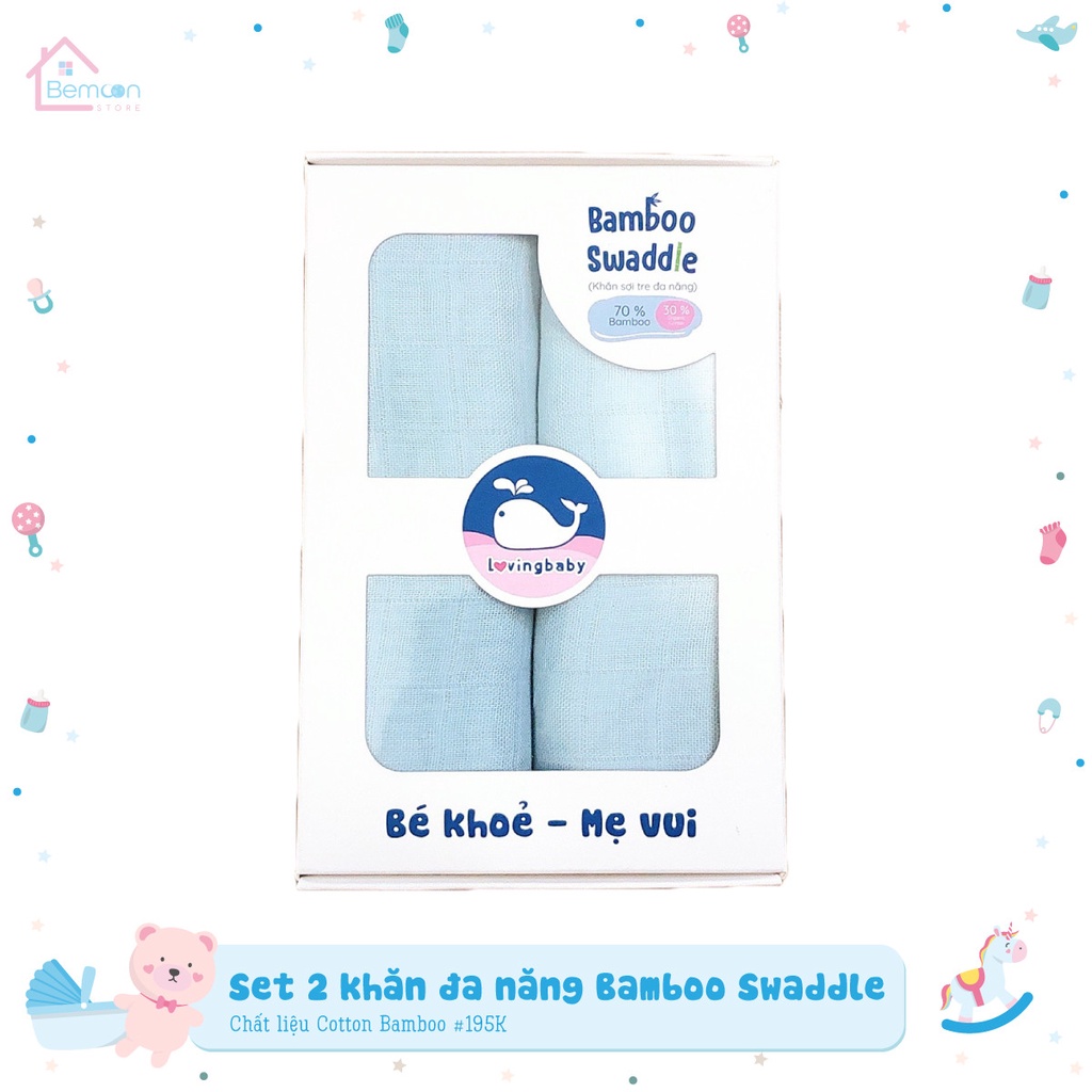 Khăn đa năng sợi tre Lovingbaby Set2 ( 77x77cm )