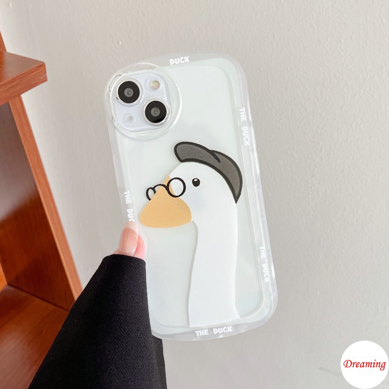 Ốp lưng điện thoại cho VIVO Y02S Y22 Y22S Y35 Y77 Y55 Y75 T1 Y33S Y21S Y21 Y53S Y51 Y51A Y31 Y30 Y50 Y20 Y12S Y20s G Y16 Y15S Y15A 4G 5G Vỏ mắt lớn mờ Motif The Duck với kính