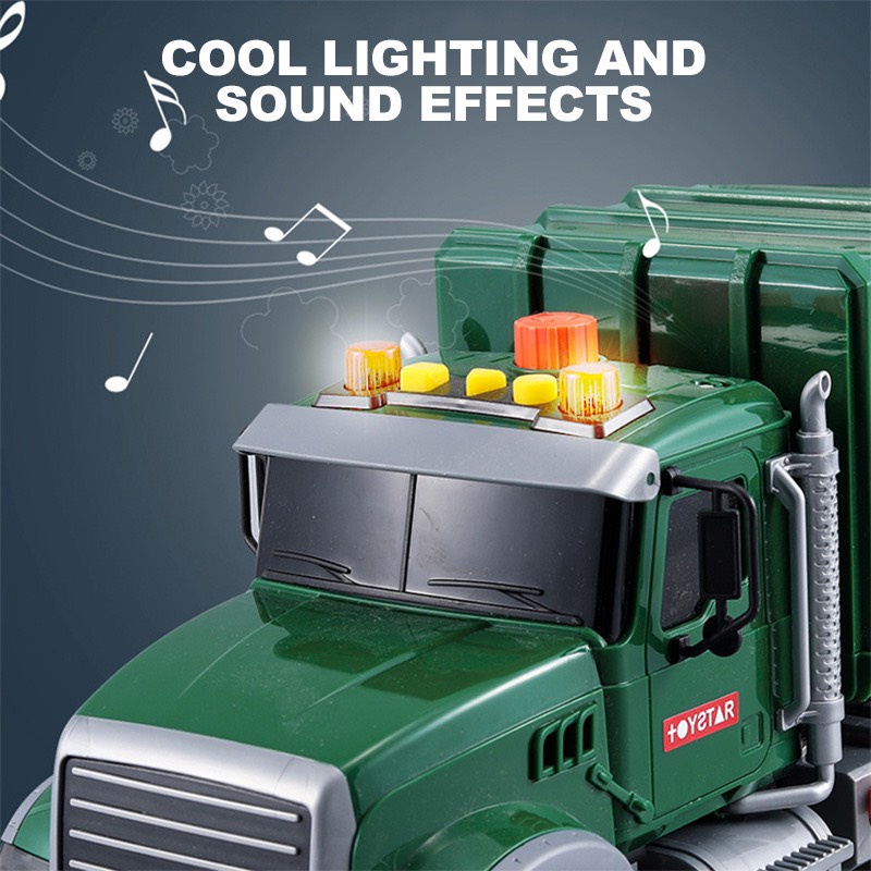 (Nâng thả đổ rác như thật) Xe ô tô, xe chở rác có nhạc TOYSTAR - Đồ chơi đầy nhà