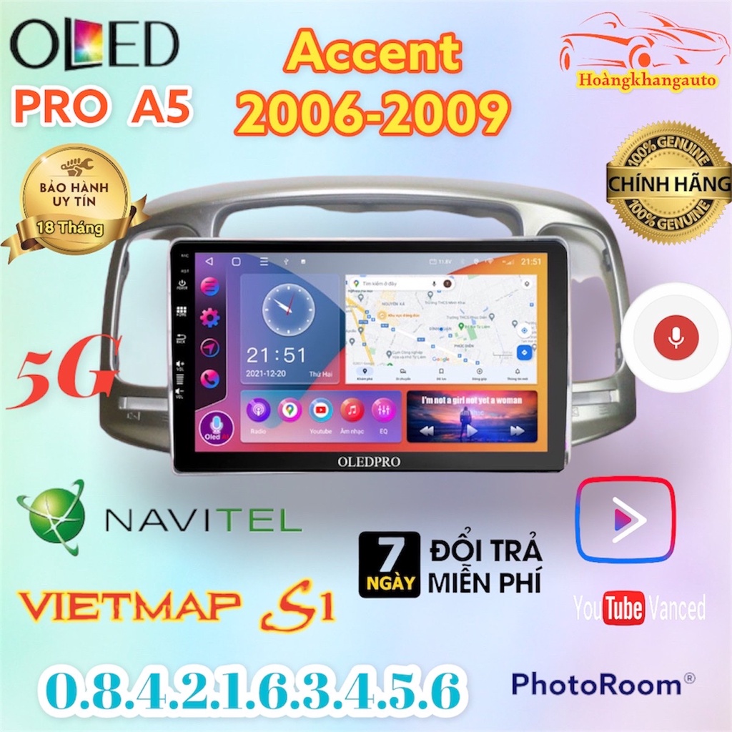 Màn Hình OLEDPRO A5 theo xe ACCENT 2006_2009 kèm dưỡng 9 inch và jack nguồn zin theo xe