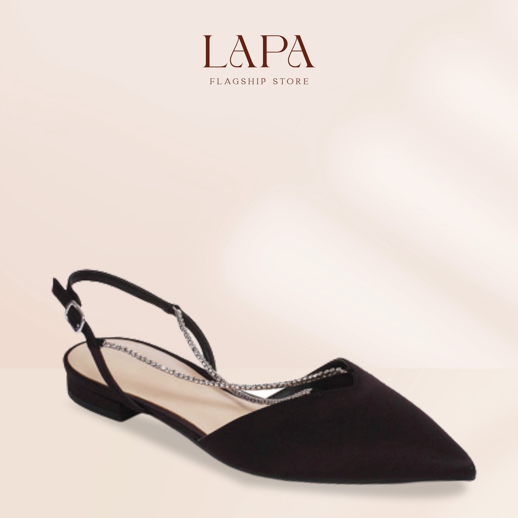 Giày sandal nữ đế bằng mũi nhọn đính kèm dây xích điệu đà phong cách công sở nữ tính LAPA - LP008