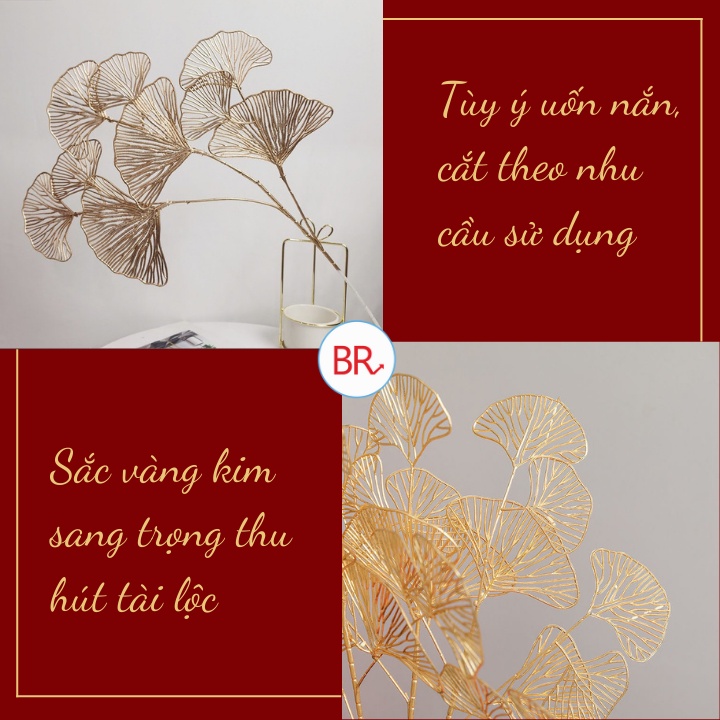 Cành rẻ quạt trang trí Tết tài lộc – Cành lá hoa vàng kim trang trí nhà cửa – 01742