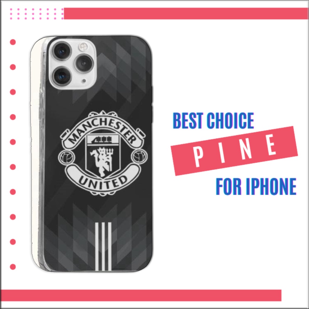 Ốp lưng logo CLB Manchester United đen trắng cho iphone 6 7 8 Plus 11 12 Pro Max X Xr 95