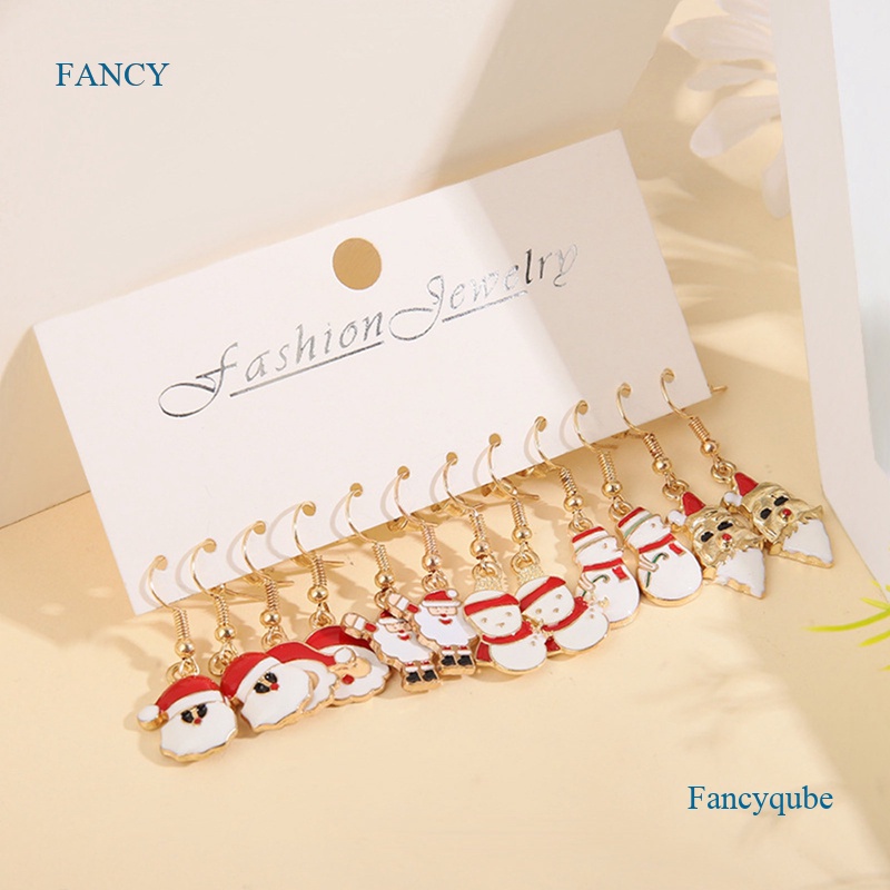 Set 6 Đôi Khuyên Tai Chủ Đề Giáng Sinh Dễ Thương