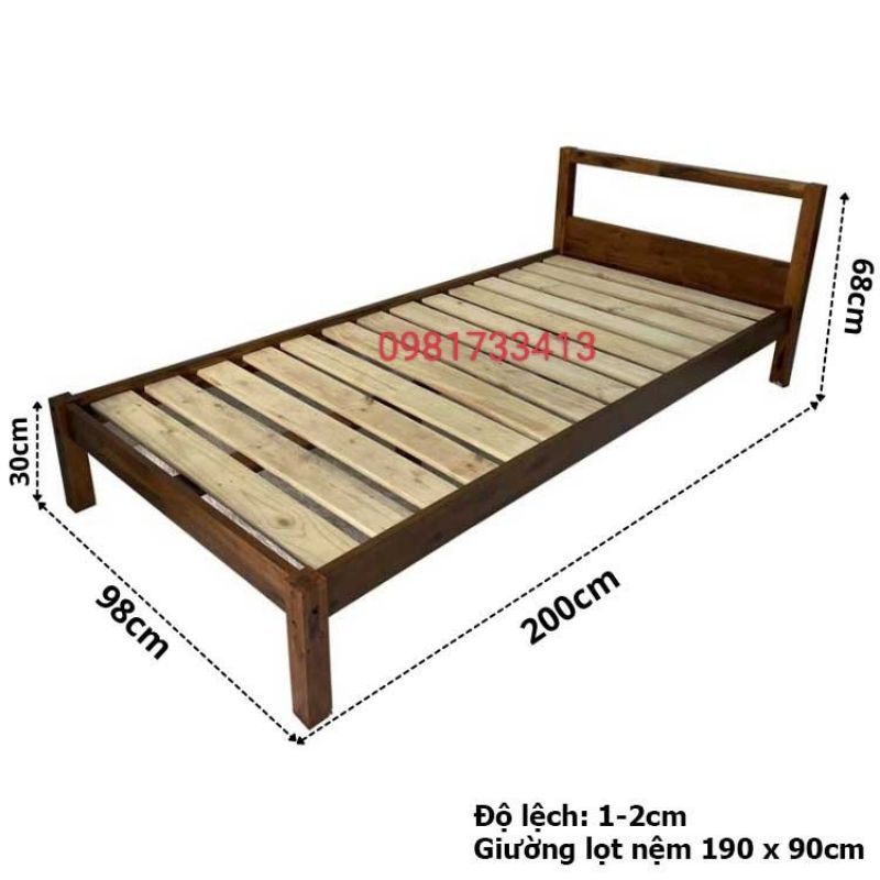 Giường ngủ cho em bé - giường ngủ gỗ tự nhiên, kích thước ngang 100cm, 120cm, 140cm, dài 2m.
