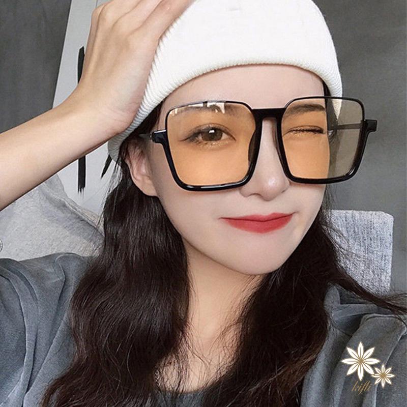 🌸Kính râm thời trang nam nữ vàng cam kim loại vuông tròn nửa gọng dẻo