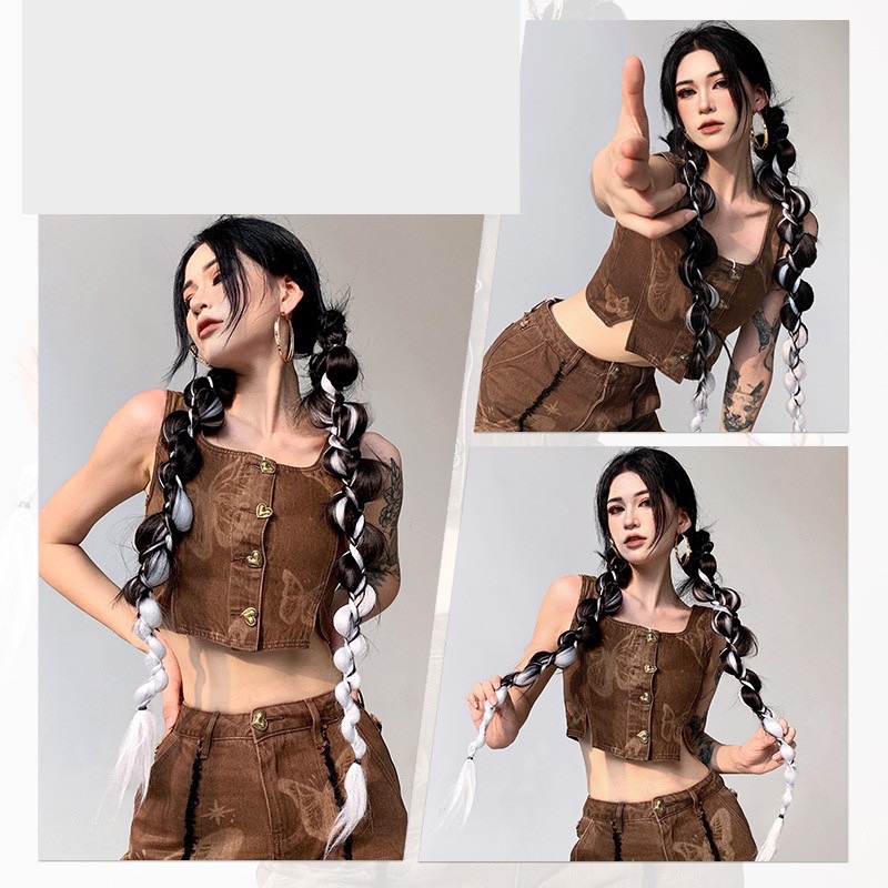 Cột tóc con rết giả - tóc tết giả màu bạc - Khanturban.vn