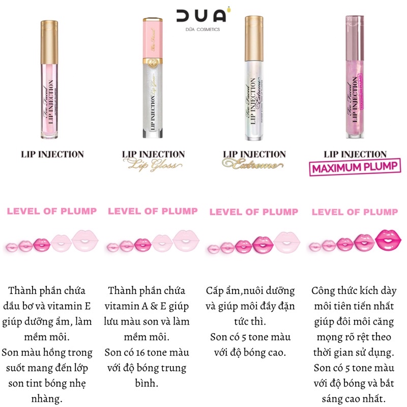 Son bóng kích dày môi Too Faced Deluxe Lip Injection Extreme Lip Plumper