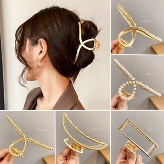  Kẹp Tóc Kim Loại Hình Cá Mập   Bướm   Hình Học Rỗng Đính Ngọc Trai Thời Trang Hàn Quốc Cho Nữ 