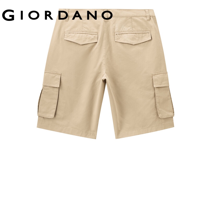 Quần short Giordano 01102302 ống rộng cạp trung bình chất liệu cotton thoải mái phối túi hộp thời trang mùa hè cho nam