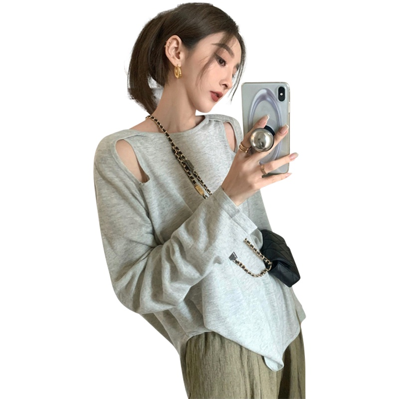 NRVP Áo thun nữ dài tay dáng rộng phong cách Hàn Quốc