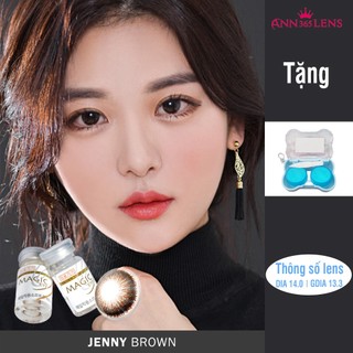 Kính áp tròng 1 năm  ANN365 màu nâu Jenny Brown chống tia UV dùng 12H/ ngày dành cho mắt nhạy cảm