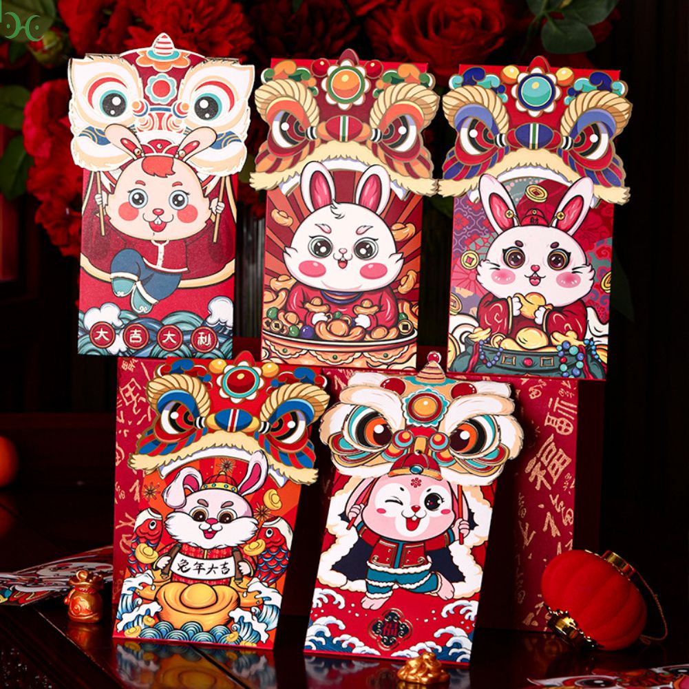 【In Delivery】 【Chinese Style】 4 Năm Mới Cung Hoàng Đạo Cá Tính Đỏ Bao Thư Đám Cưới Sinh Nhật Lễ Hội Năm Mới Thẻ Hoạt Hình Thỏ đỏ Gói Tin