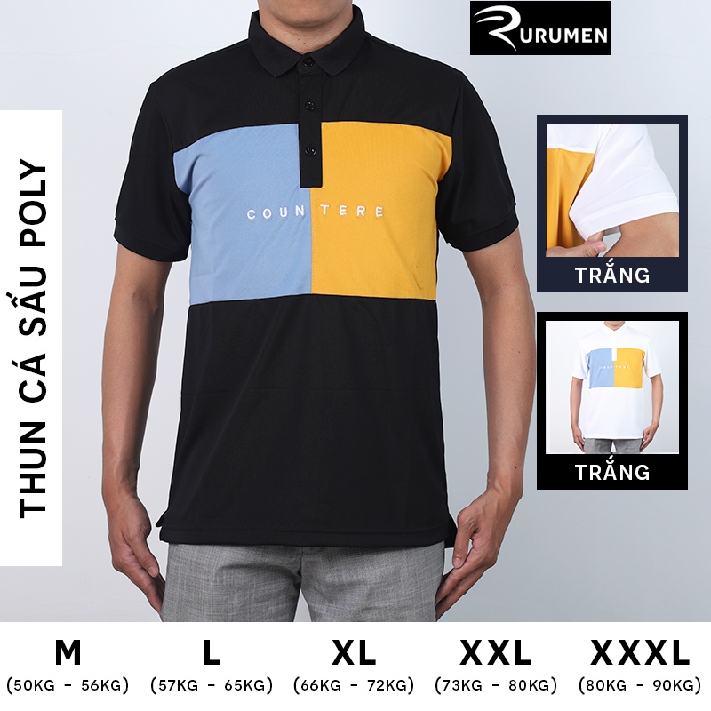 Áo Polo Nam Đẹp Thun Cá Sấu Phối Màu RURUMEN Áo Phông Có Cổ Tay Ngắn VNXK Cao Cấp - CS176