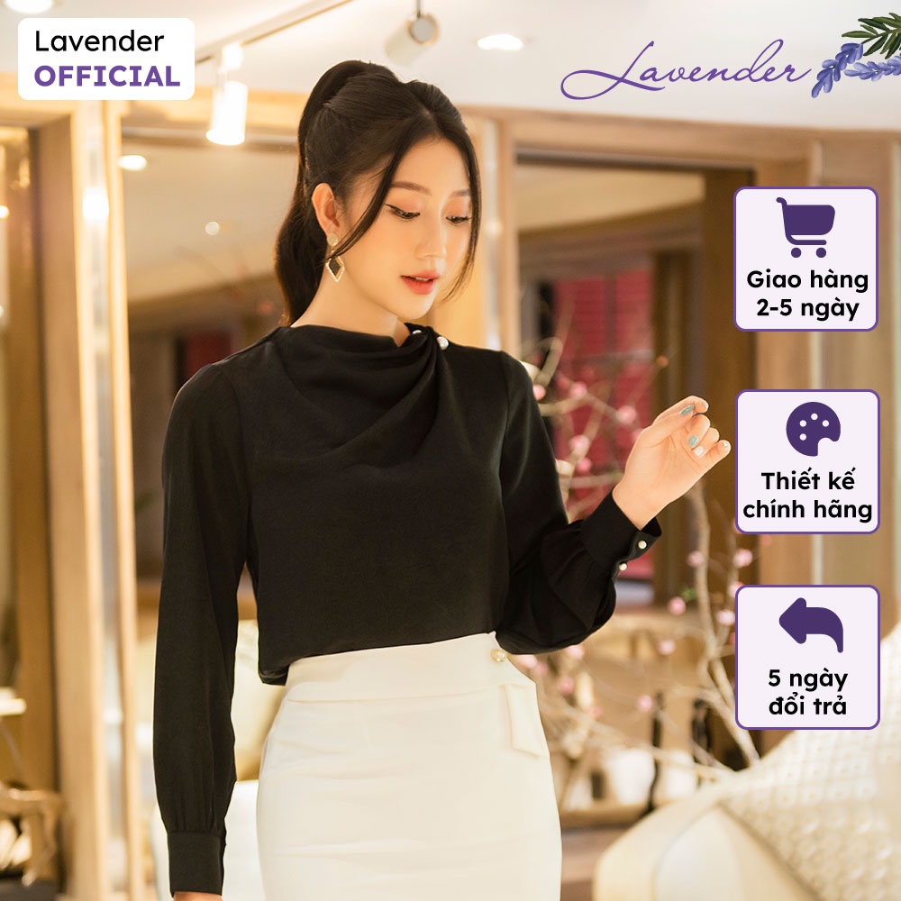 Áo sơ mi công sở nữ LAVENDER cổ đổ tay dài cao cấp A2466