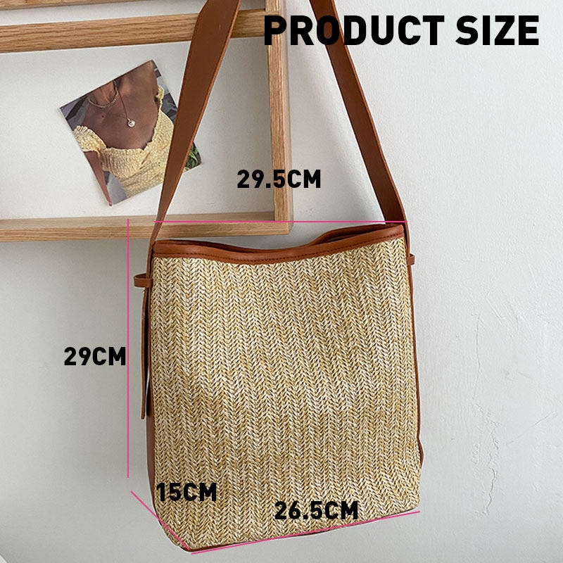 MISCHA Túi Xách Đan Rơm Thời Trang Nữ Tính