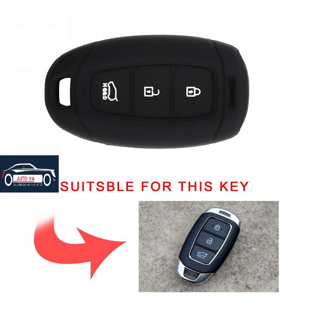 Vỏ bọc chìa khóa silicon cho oto hyundai kona, santafe, accent bản đủ
