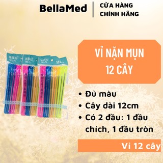 vỉ nặn mụn 12 cây đủ màu dài 12cm có 2 đầu