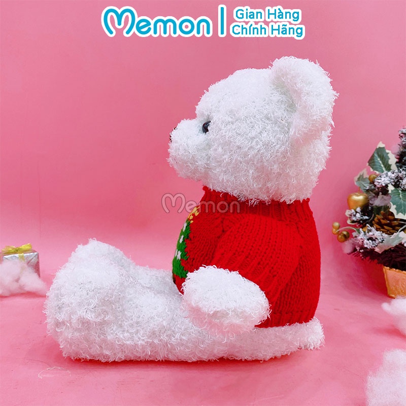 Gấu Bông Teddy Head Tales Trắng Áo Đỏ Giáng Sinh Noel Cao Cấp Memon