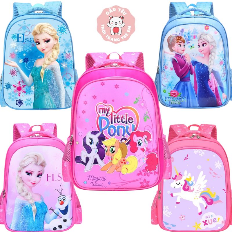 Balo Cho Bé Trai Bé Gái đi Học Lớp 1 - 5 Tiểu Học, Lớp Lá, In Hình Siêu Nhân, Công Chúa, Ngựa Pony Siêu nhẹ GẤU YÊU SHOP
