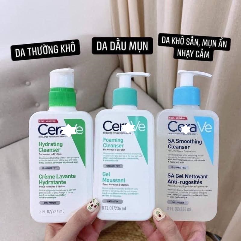 Sữa rửa mặt CeraVe Foaming & Hydrating & Renewing SA Facial Cleanser sạch sâu nhẹ dịu - Nika Story