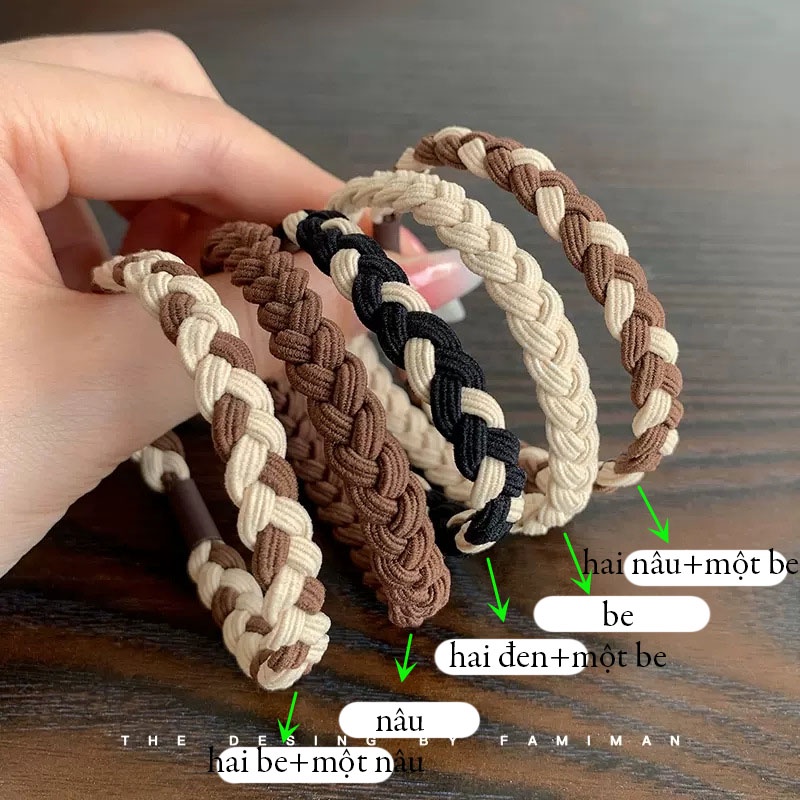 Dây Cột Tóc Thun Đan Sợi Kiêm Vòng Tay Nhiều Màu Sắc Pastel Nữ Tính