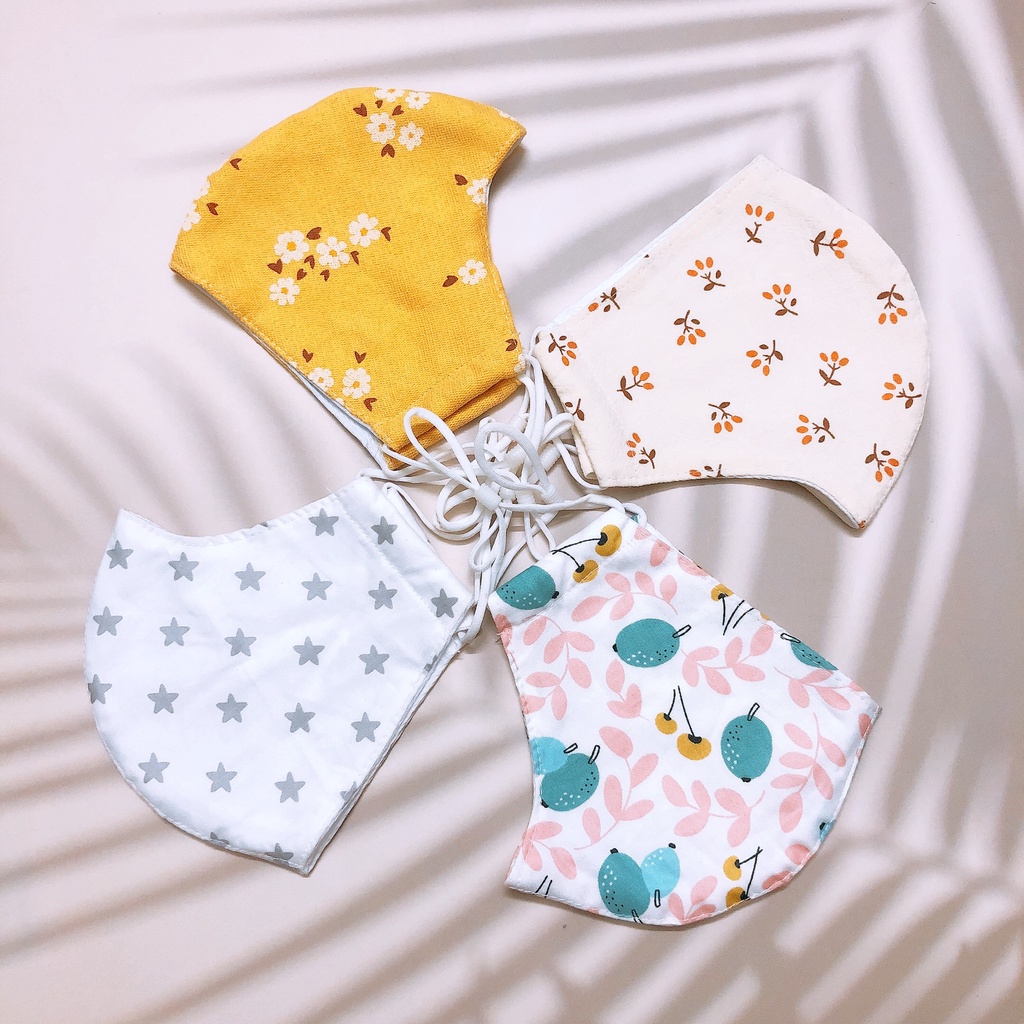 Khẩu trang vải Linen họa tiết nhẹ nhàng cho nữ